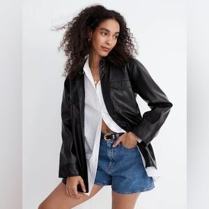 Madewell Faux Leather Oversized Shirt-Jacket